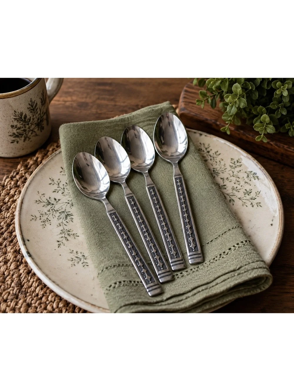 Douglas Korea Stainless Teaspoon 6” Replacement Flatware Vintage Ornate Spoon